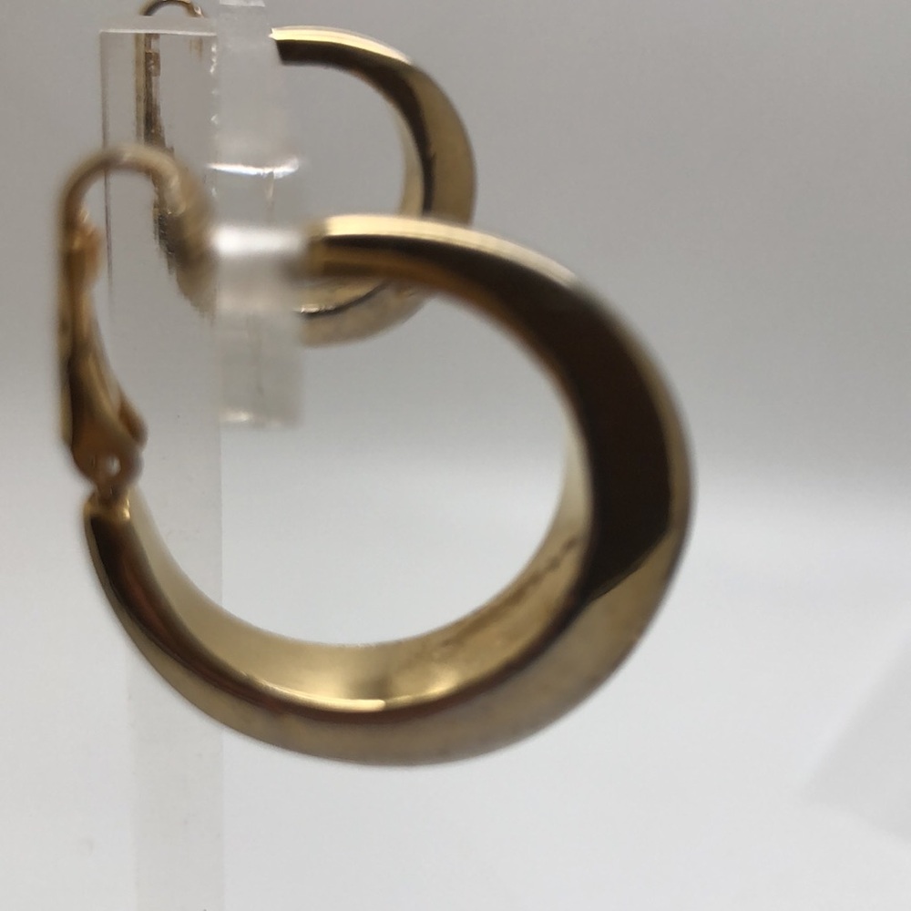 BERGERE Vintage Gold Tone Hoop Earrings, Signed Bergere Clip On Earrings 23mm - Picture 9 of 9
